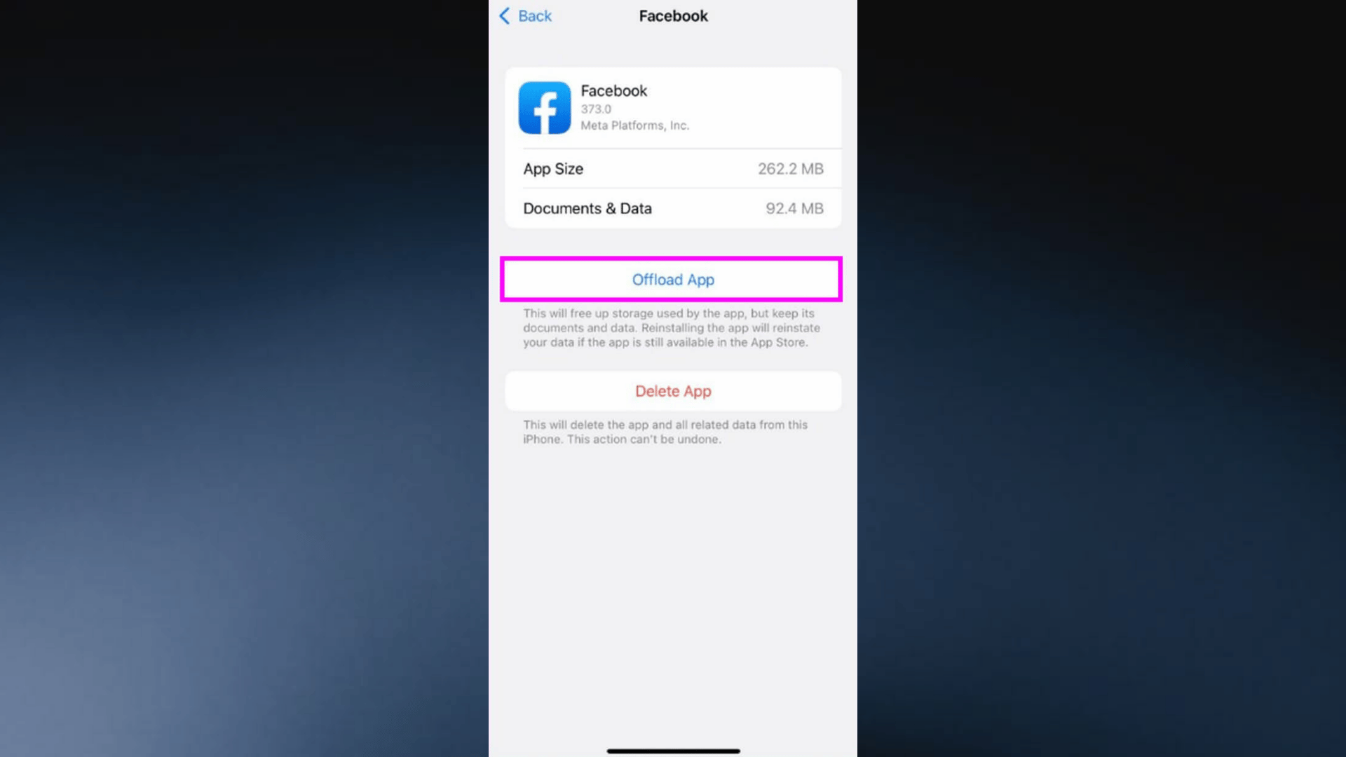 i-phone-settings-screen-for-facebook-app-storage-with-offload-app-highlighted-for-refresh-facebook-app